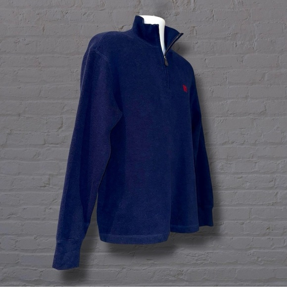 Daniel Cremieux Men’s Quarter Zip Pullover Sweater Navy Blue Cotton Medium - Picture 2 of 10